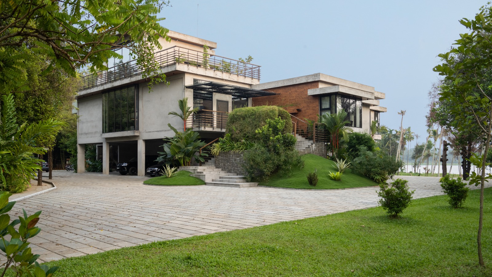 Sovnear estate main building with bougainvillea
